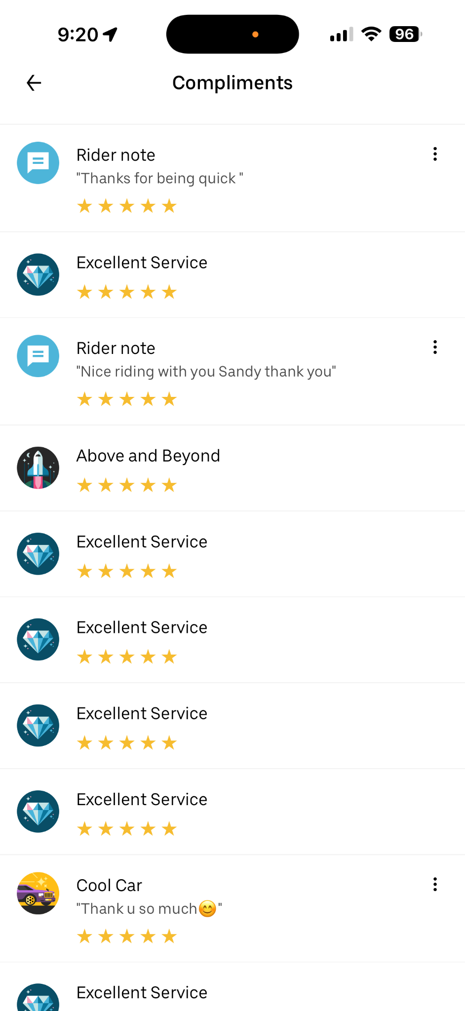 Rider compliments screenshot 2